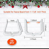 Plastic Christmas Light Hanger Clips, Fascia Board Clips, Deck Banister Light Clips, Holiday Light Clips Hangers Outside Indoor for Fascia Board in Thickness from 1''-1 5/8" (50PCS)