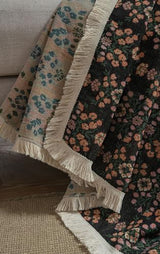 70x149 Bohemian Black Floral Sofa Slipcover with Handmade Tassels - Polyester/Linen/Cotton Blend, Multi-Size Furniture Protector