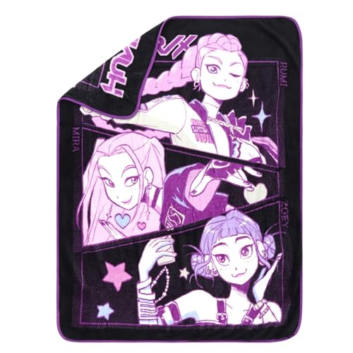 HUNTRX Kpop Demon Hunters Super Soft Fleece Throw Blanket, Purple and Black, 46x60 Inch