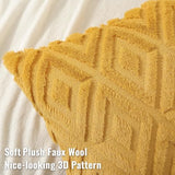 decorUhome Fall Faux Fur Mustard Yellow Throw Pillow Covers 20x20 Set of 2