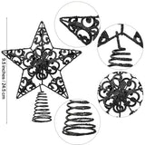 Aneco 10 Inches Metal Glittered Christmas Tree Topper Star Treetop Decoration for Christmas Home Decor, Black
