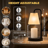 JIMEI Candle Warmer Lamp with Timer Electric Wax Warmer for Scented Wax Melt Warmer Melter for Jar Candles Dimmable Adjustable Height Gifts for Women Mom House Warming Frossted Glass Black