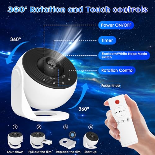 Galaxy Projector for Bedroom Pro Version & Star Projector with Dynamic Meteor White