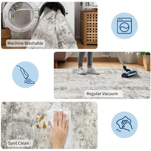 GarveeHome Large Area Rugs 9x12 for Living Room, Neutral Abstract Washable Rug Modern Non Slip Floor Mat Carpet Indoor Beige Accent Rug for Bedroom Dining Room Playroom Nursery Home Decor