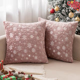 MIULEE Christmas Decorations Pillow Covers 16x16 Pink Silver Snowflake