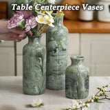 YMXYJM Resin 3 Piece Vase Set, Farmhouse Decor, Home Decorative Vase, Vases for Your Kitchen, Bedroom, Office, Living Room, Bathroom, & Shelf Centerpiece Table Decorations, Green