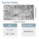 5x10 Rug for Living Room: Non-Slip Washable Hallway Runner Rug Black