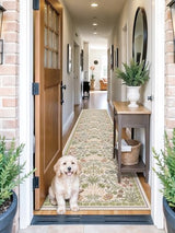 2x10 Floral Runner Rug for Hallways: Non-Slip Machine Washable Long Rugs Boho Soft Rugs for Kitchen,Laundry,Bedroom,Bathroom - Botanical Low Pile Indoor Carpet Runners with Rubber Backing 2x10 Beige
