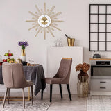 Lafocuse Silent 23 Inch Metal Large Gold Wall Clock for Home Decor, Mid Century Wall Clocks Battery Operated, Art Deco Starburst Wall Clocks for Living Room Kitchen Office