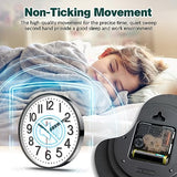GLVSAE Wall Clock 12 Inches Non-Ticking Wall Clocks Battery Operated Large Easy to Read with Stereoscopic Dial Ultra-Quiet Movement Quartz for Office Classroom School Home Bedroom Kitchen