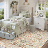 Lahome 5x7 Fall Floral Nursery Rug, Boho Fall Washable Rugs for Living Room
