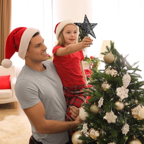 URATOT Glittered Christmas Tree Topper Metal Christmas Treetop Hallow Wire Star Topper for Christmas Home Decoration (8 inches, Black)