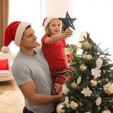URATOT Glittered Christmas Tree Topper Metal Christmas Treetop Hallow Wire Star Topper for Christmas Home Decoration (8 inches, Black)