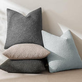 MIULEE Textured Boucle Lumbar Pillow Cover for Bed 12x20 Light Blue