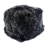 Moe's Home Collection Lamb Fur Pouf, Black Snow