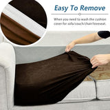 Couch Cushion Covers Leather-Look 3PC Stretch Sofa Seat Slipcover Sets for Living Room Individual Sofa Cushion Cover Couch Seat Protectors, Pet-Friendly, Non-Slip, Easy Fit - Coffee