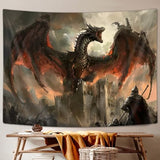 VEIGIKE Cool Medieval Dragon Tapestry, Fantasy Animal Red Dragon Tapestry Wall Hanging for Men Boys Bedroom, Gothic Tapestries Poster Blanket College Dorm Home Decor 60X40 Inches