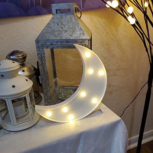 Stars Moon Clouds Logo Night Light, Plastic, White, Decorative Art Lamp