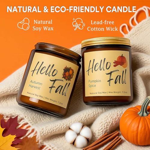 Fall Candles, Fall Decorations for Home - Fall Gifts for Women, Natural Soy Wax Scented Candles Set(4pcs)