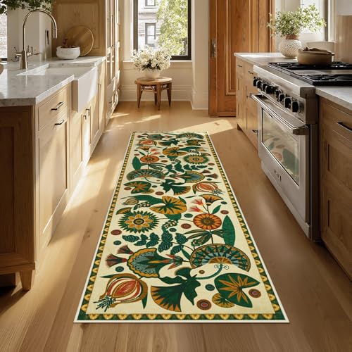 Joydeco Egypt Floral Washable 2x6 Rug Runners for Hallways Entryway Kitchen
