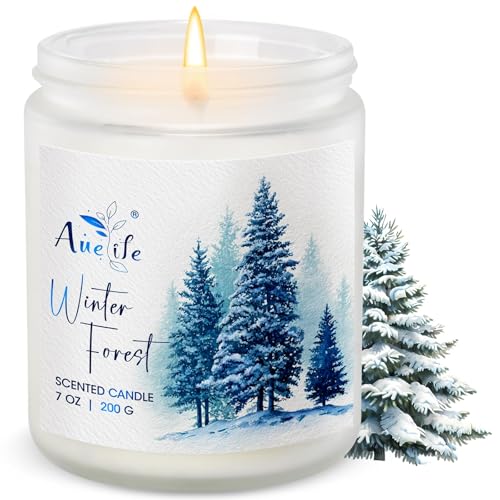 Winter Forest Candle | Pine & Cedarwood Scented Soy Candles - Aromatherapy Candles for Home, Holiday Candle Gift for Women & Men, Winter Christmas Home Décor