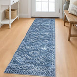 KILOCOCO Runner Rug 2x6 Non Slip Washable Runner for Hallway Kitchen Runners Soft Printed Low-Pile Machine Washable Foldable Floor Blue Runners Rug for Entryway Bedroom Living Room Bathroom