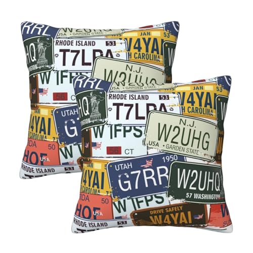 License Plate Deluxe Fabric Throw Pillows,Square Lumbar Pillows,Elegant Addition to Any Room