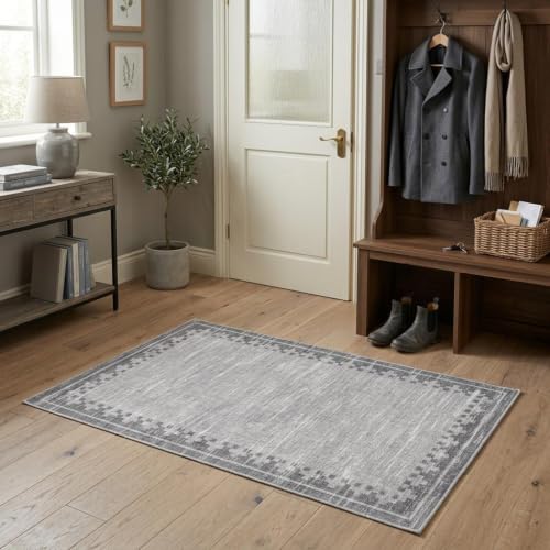 GarveeHome 2x3 Washable Kitchen Rug Low Pile Foldable Neutral Soft Doormat