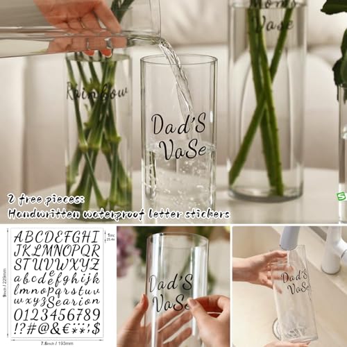 Acrylic Cylinder Plastic Vase for Centerpiece, Unbreakable Hurricane Tall Large Plastic Vases for Proposals Wedding, Hydroponic Decor Base Set of 2 with DIY Stickers(D 4" + D 4.8" X H 12" Clear)