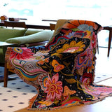 Hippie Flower Boho Throw Blanket for Couch Bed Chair Lounge Hippie Room Decor Reversible Cotton Woven Whimsical Throw Blanket Witchy Room Decor Throws Bed Spread Outdoor Camping Blanket 51x59 Inches