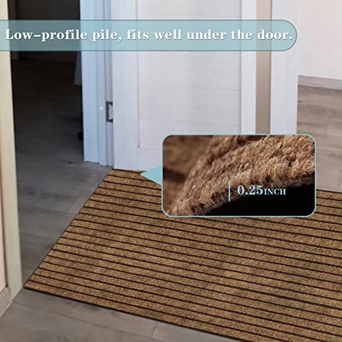 Runner Rug 2FT x 6FT, AYOHA 2'-82' Utility Carpet Runner for Entryway Hallway Aisles Balcony Garages, Area Rugs with Non-Slip Rubber Backing, Brown Strip (Available Custom Sizes)