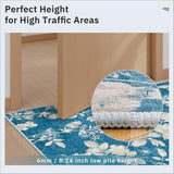 Soalmost Floral Washable Rugs 2x3, Soft Doormat for Entryway Navy Blue
