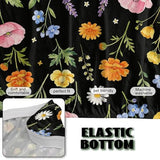 GLENLCWE Black Wildflowers Print Armless Futon Cover Stretch Elastic Bottom Non-Armrest Couch Slipcover Durable Furniture Protector Colorfiul Floral Style for Living Room