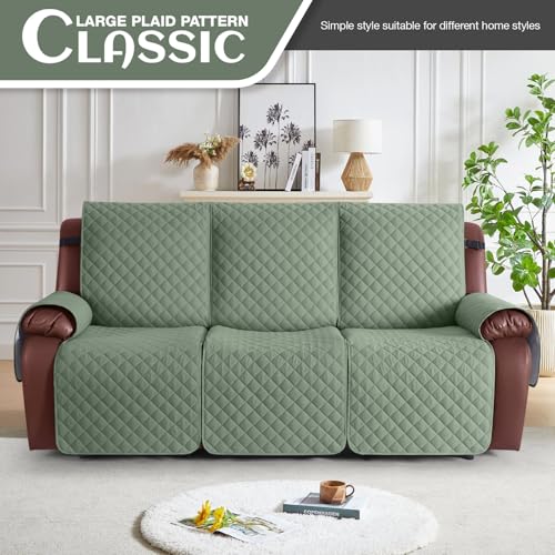 KinCam 100% Waterproof Recliner Loveseat Cover with Console X1, Recliner Couch Covers X1, Recliner Chair Covers X1(Sage Green)