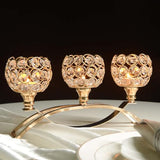 Crystal Tealight Candle Holder Centerpiece Home Decorative Candlestick Holder Elegant Table Centerpiece Home Decor Wedding Party Anniversary (Gold, 3 Arm of 4 Pcs)