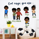 Yovkky Black Boys God Says You are Inspirational Wall Decals Stickers, Religious African American Positive Nursery Decor, Home Baby Kids Room Decorations Motivational Afro Bedroom Playroom Art Gift