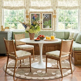 Tan 7ft Round Area Rug for Living Room - Washable Floral Circle Rug