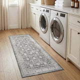 jinchan 2x6 Vintage Floral Runner Rug, Washable Non Slip, Grey