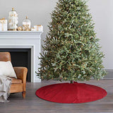 Christmas Tree Skirt Red: 48 inches Burgundy Burlap Double-Layer Plain Xmas Tree Skirt, Rustic Farmhouse Xmas Tree Decorations Indoor for Kids Home School Office Holiday Party Decor