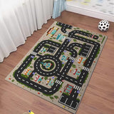 Analog ABC Kids Rug Playroom Car Play Mat City Life Road Rug for Cars Fun City Map for Carpet for Bedroom Boys (31 * 47 inches, Evening City)