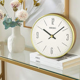SEIKO QXG158GLH Round Wood Case Desk/Table Clock, Gold, 6 x 6 Inches
