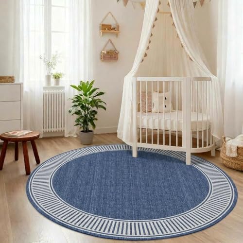 GarveeHome Small Round Rug 4ft Washable Bedroom Rugs Non Slip Circle Rugs