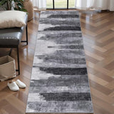 2x6 Runner Rugs for Hallway Kitchen, Modern Abstract Washable Gray