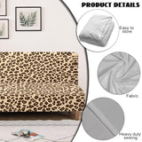 Futon Cover with Elastic Bottom Armless Sofa Covers Non Slip Washable Couch Slipcover Scratch-Resistant Futon Sofa Slipcover for Dogs Cats, Leopard Print Beige