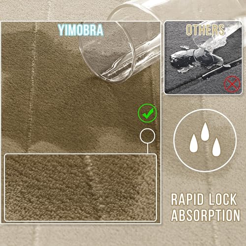 Yimobra Memory Foam Bath Mat, Super Soft Absorbent Bathroom Rug Non Slip 31.5x20 Inch, Quick Dry, Machine Washable Floor Carpet for Tub Shower, Home Decor Accessories, Light Tan