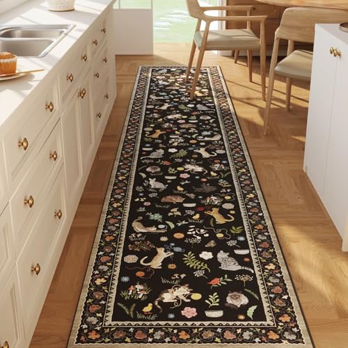 Rugcomf Long Hallway Runner Rug 2'7"x14' Washable Non Slip, Black
