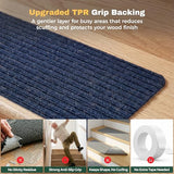 MBIGM 8" X 30" (15 in Pack) Non-Slip Carpet Stair Treads Non-Skid Safety Rug Slip Resistant Indoor Runner for Kids Elders & Pets with Reusable Adhesive - Navy - Carpet Pads for Stairs