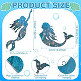 Pelopy 2 Pack Metal Mermaid Wall Art Rustic Bathroom Hanging Mermaid Wall Decor Blue Sculpture Decorations for Room Patio Swimming Pool Bathroom