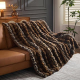 RYNGHIPY Faux Fur Blankets for Couch Bed Fluffy Warm Thick Throw Blanket for Bedroom Living Room Soft Cozy Plush Decorative Bubble Furry Blanket Cheetah Print Blanket (Leopard-Coffee, 51''x63'')