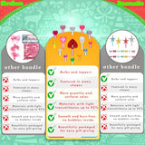 Ceramic Valentine's Day Trees Replacement Lights Bulbs/Medium Christmastree Pegs Ornaments - Roses＆Heart & 3 Pcs Topper Set